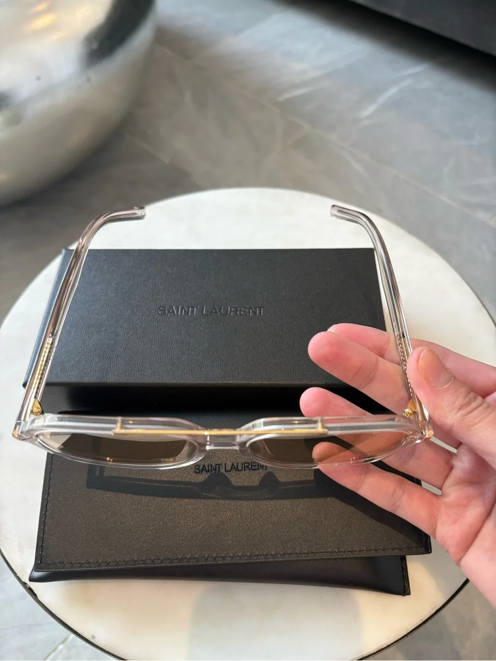 Saint Laurent SL 545 aviator acetate sunglasses unisex pastel yellow gold logo